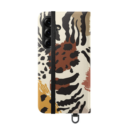Leopard Patchwork Flip Wallet Case with Card Slots