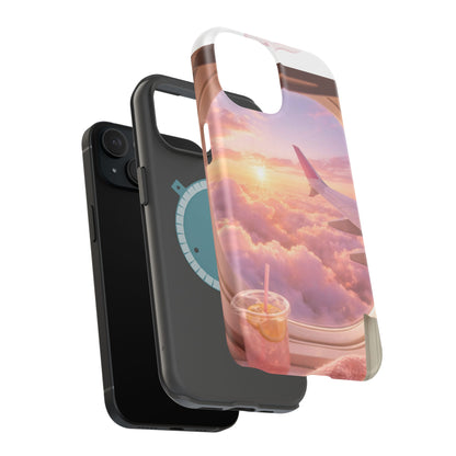 iPhone Magnetic Case "Airplane Window Sunset Travel"