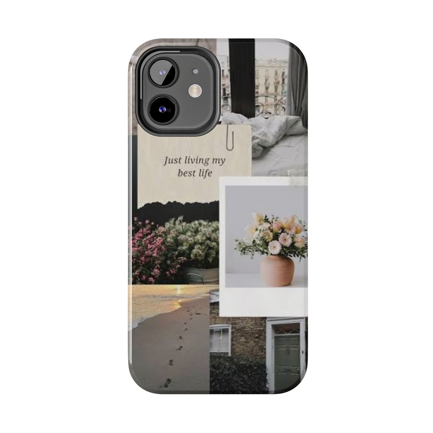 Inspirational Floral Phone Case – Cover with "Just Living My Best Life"
