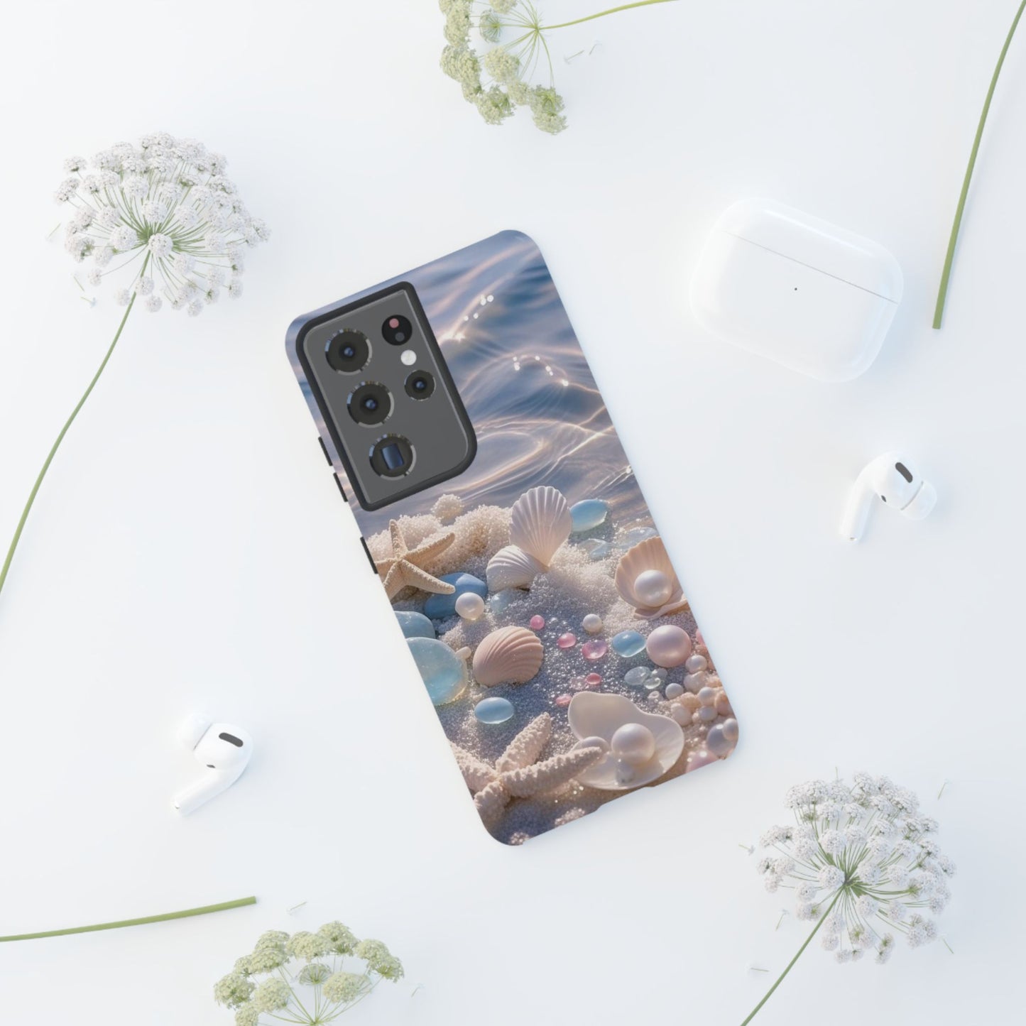 Tough Cases — Pastel Seashell Phone Case (Beach Shells, Pearls & Starfish)