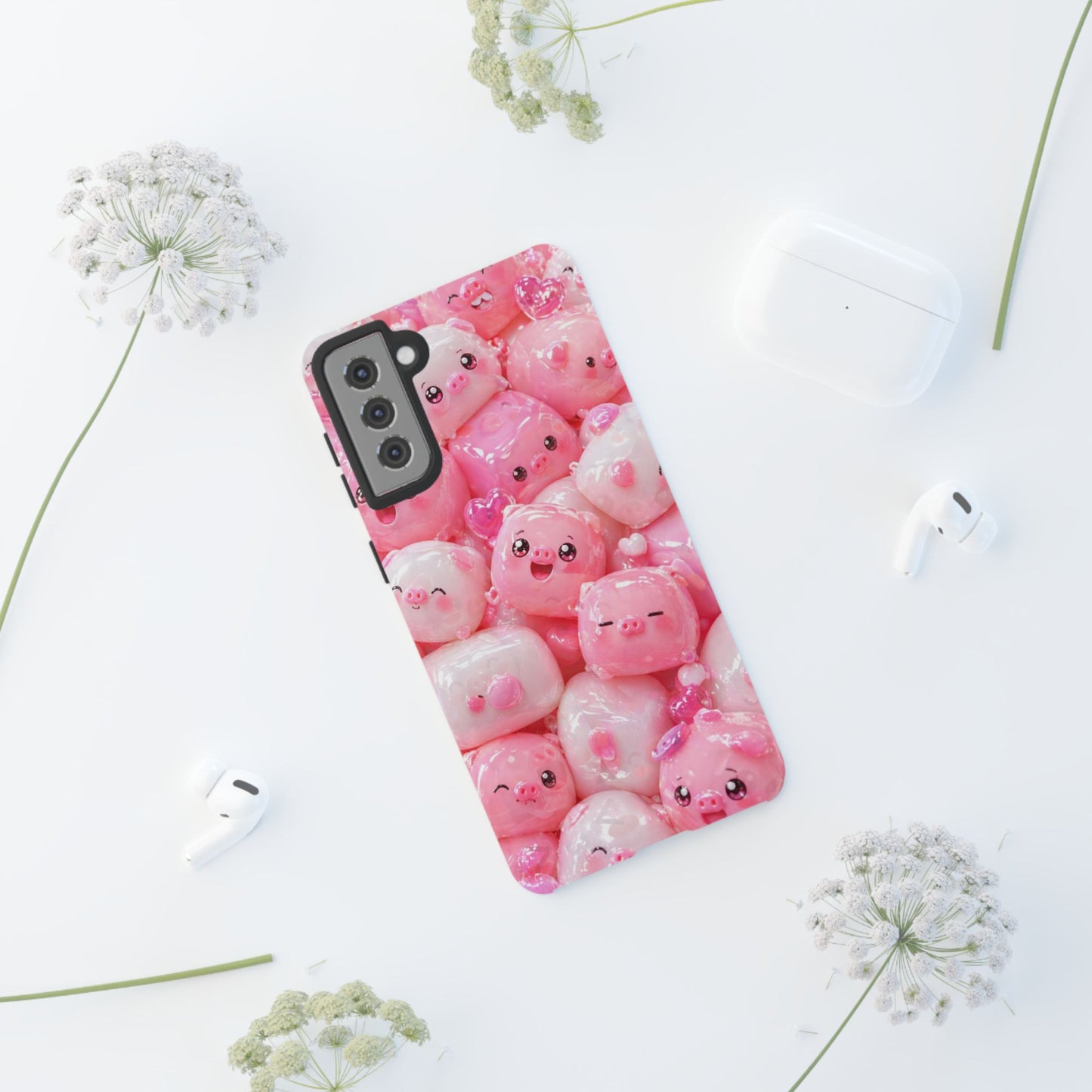Cute Soft-Pink Character Protective Phone Case