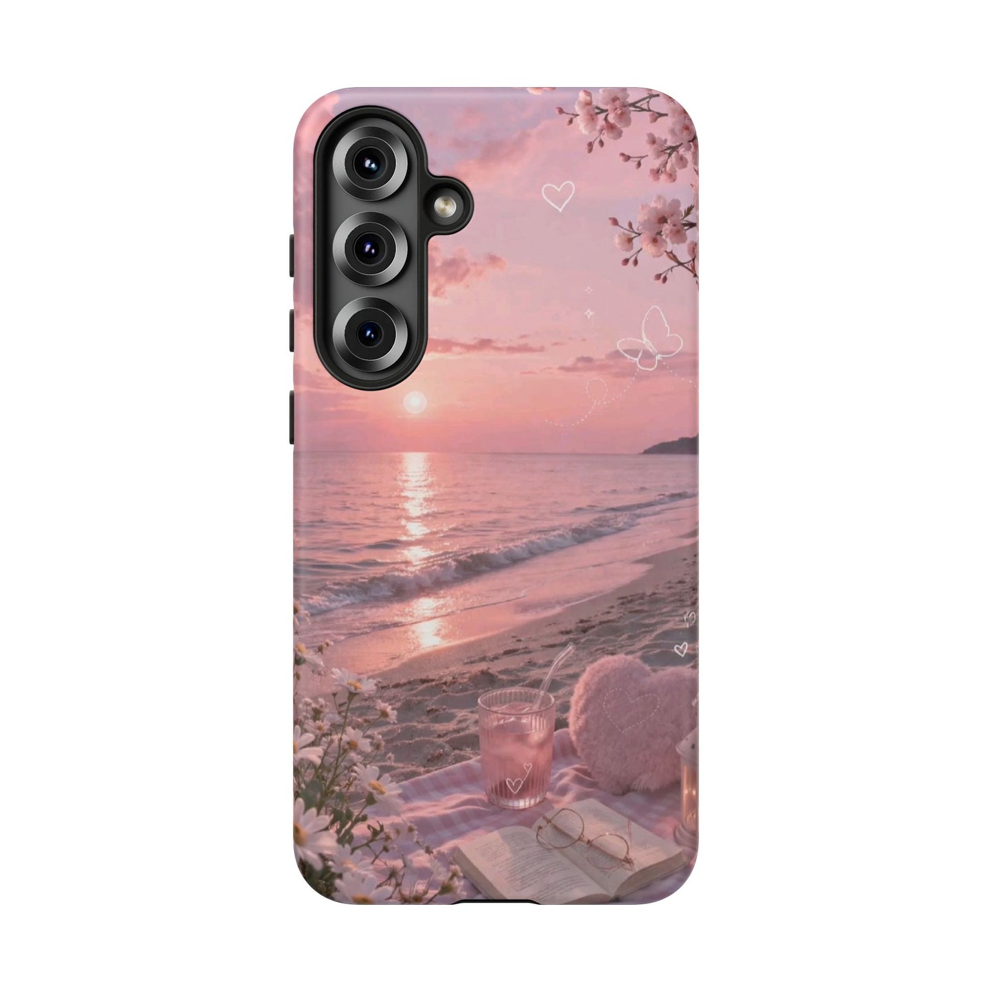 Pink Sunset Beach Phone Case "Romantic Seaside"