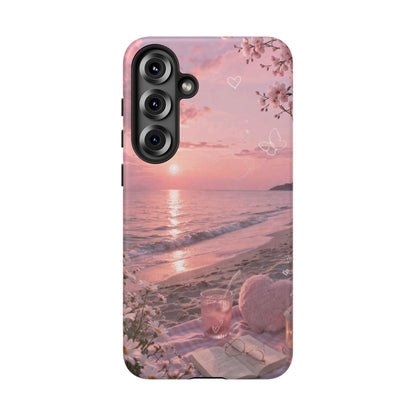 Pink Sunset Beach Phone Case "Romantic Seaside"