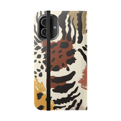 Leopard Patchwork Flip Wallet Case with Card Slots