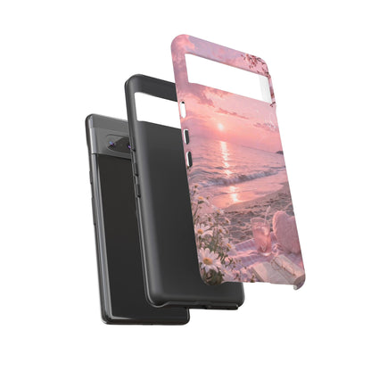 Pink Sunset Beach Phone Case "Romantic Seaside"