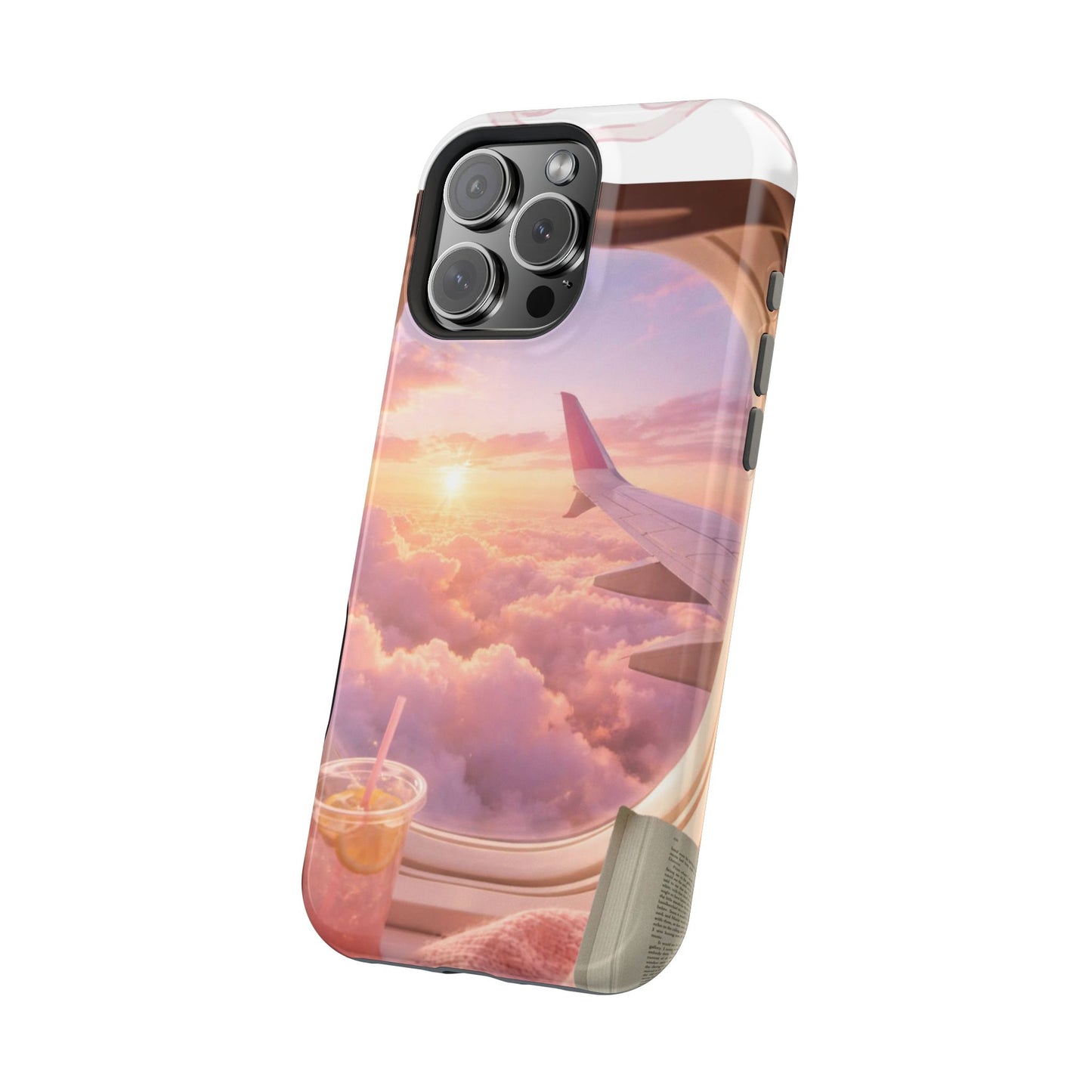 iPhone Magnetic Case "Airplane Window Sunset Travel"