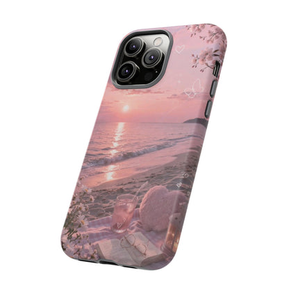 Pink Sunset Beach Phone Case "Romantic Seaside"