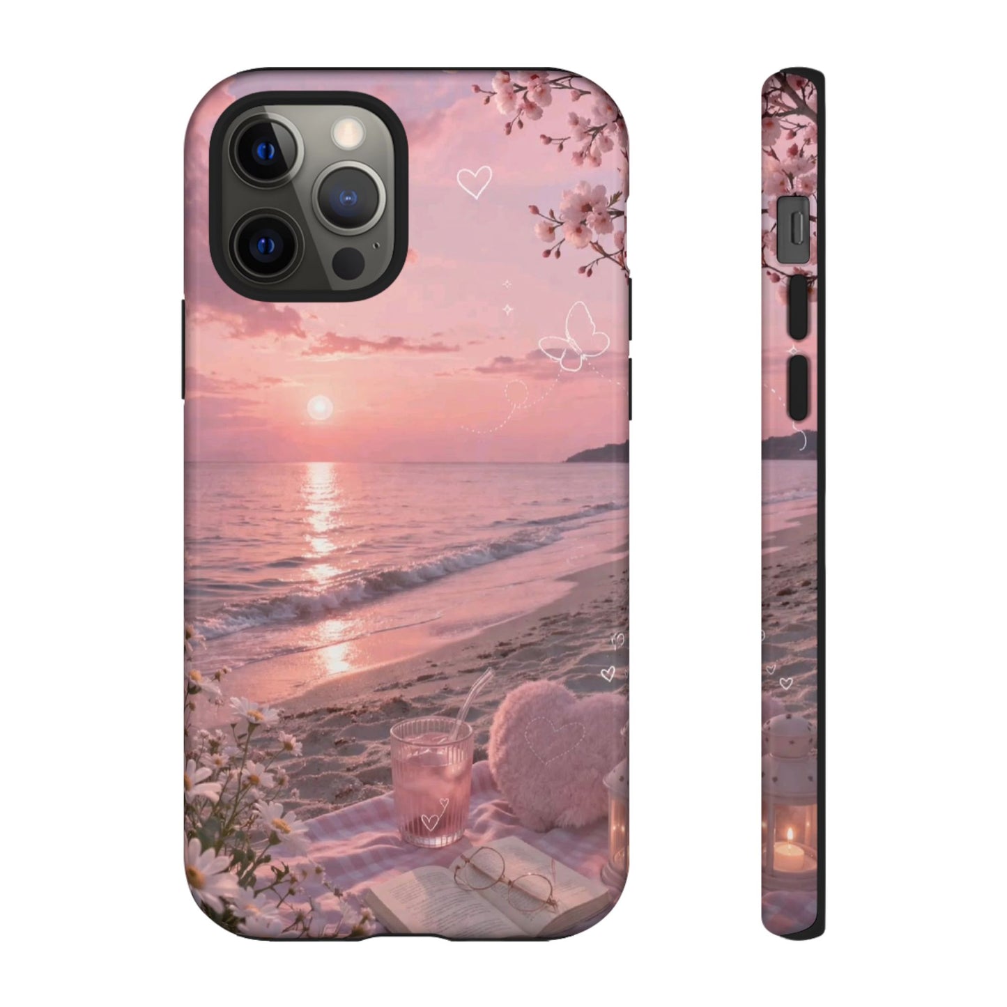 Pink Sunset Beach Phone Case "Romantic Seaside"