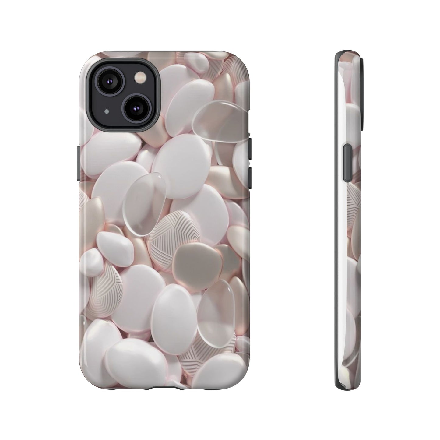 Phone Case – Soft Pink Pebble Pattern Protective Tough Case