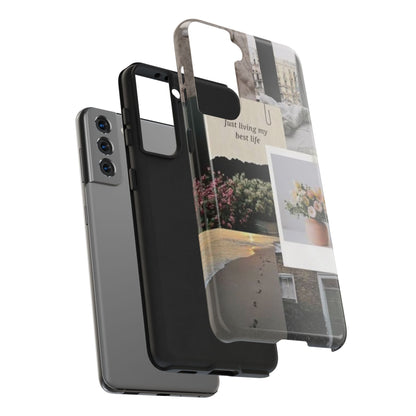 Inspirational Floral Phone Case – Cover with "Just Living My Best Life"