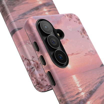 Pink Sunset Beach Phone Case "Romantic Seaside"