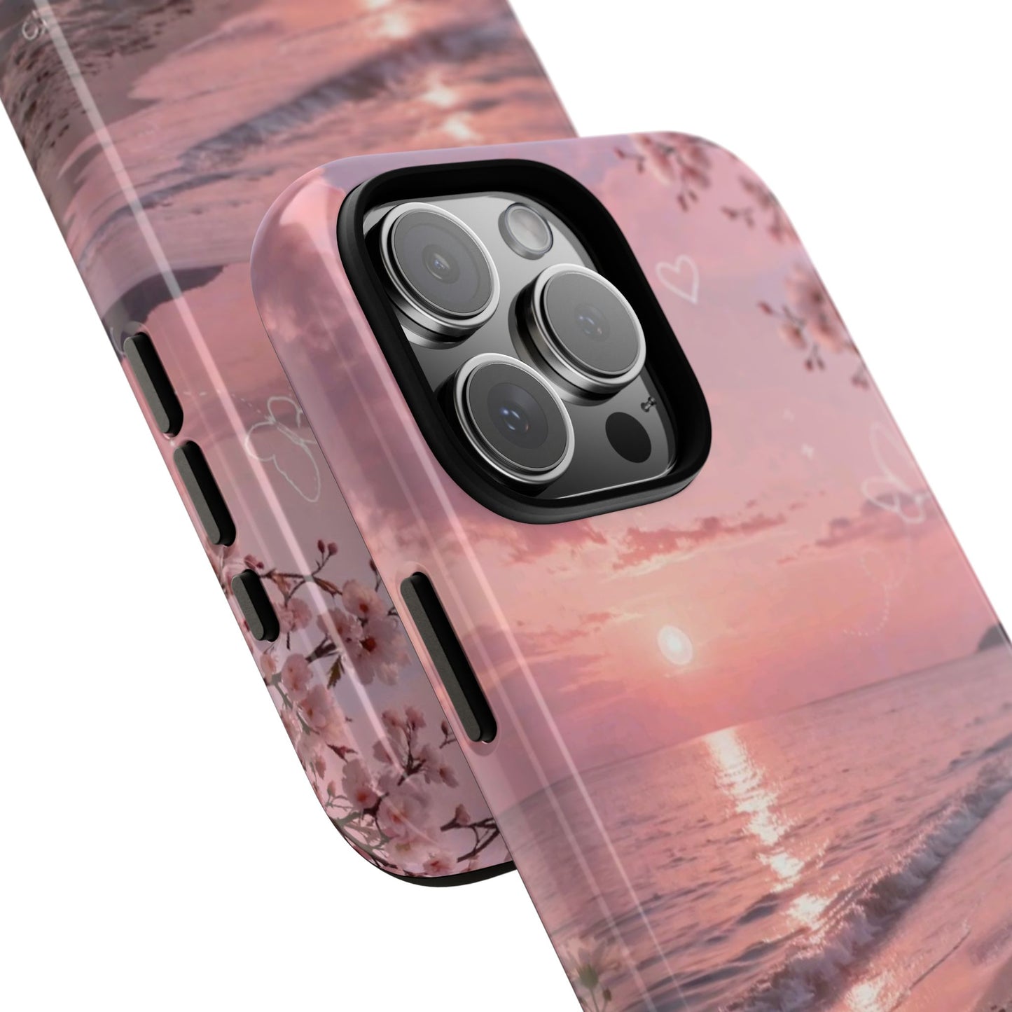 Pink Sunset Beach Phone Case "Romantic Seaside"