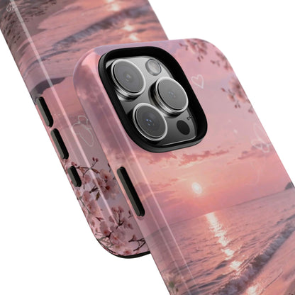 Pink Sunset Beach Phone Case "Romantic Seaside"