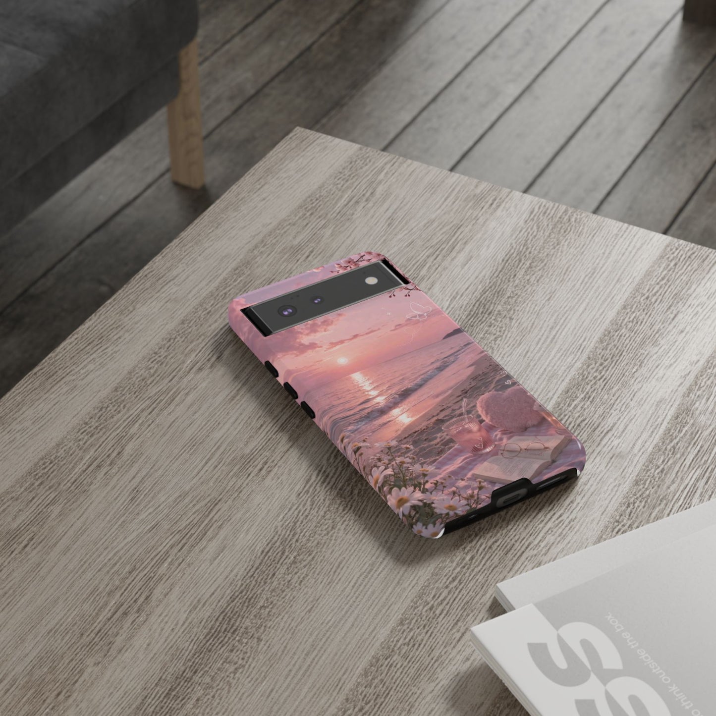 Pink Sunset Beach Phone Case "Romantic Seaside"