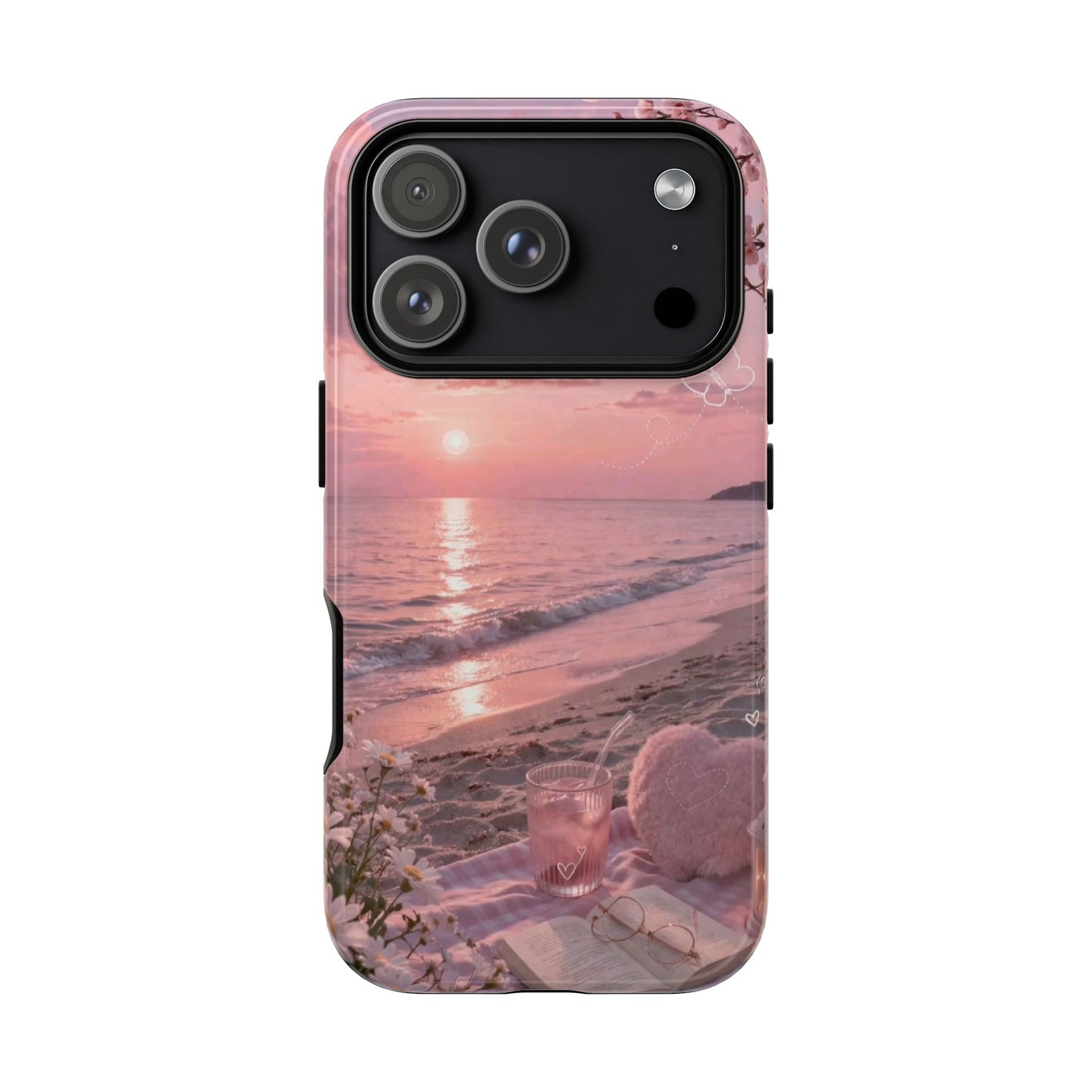 Pink Sunset Beach Phone Case "Romantic Seaside"