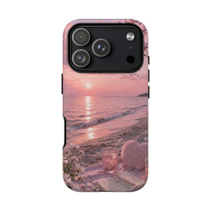 Pink Sunset Beach Phone Case "Romantic Seaside"