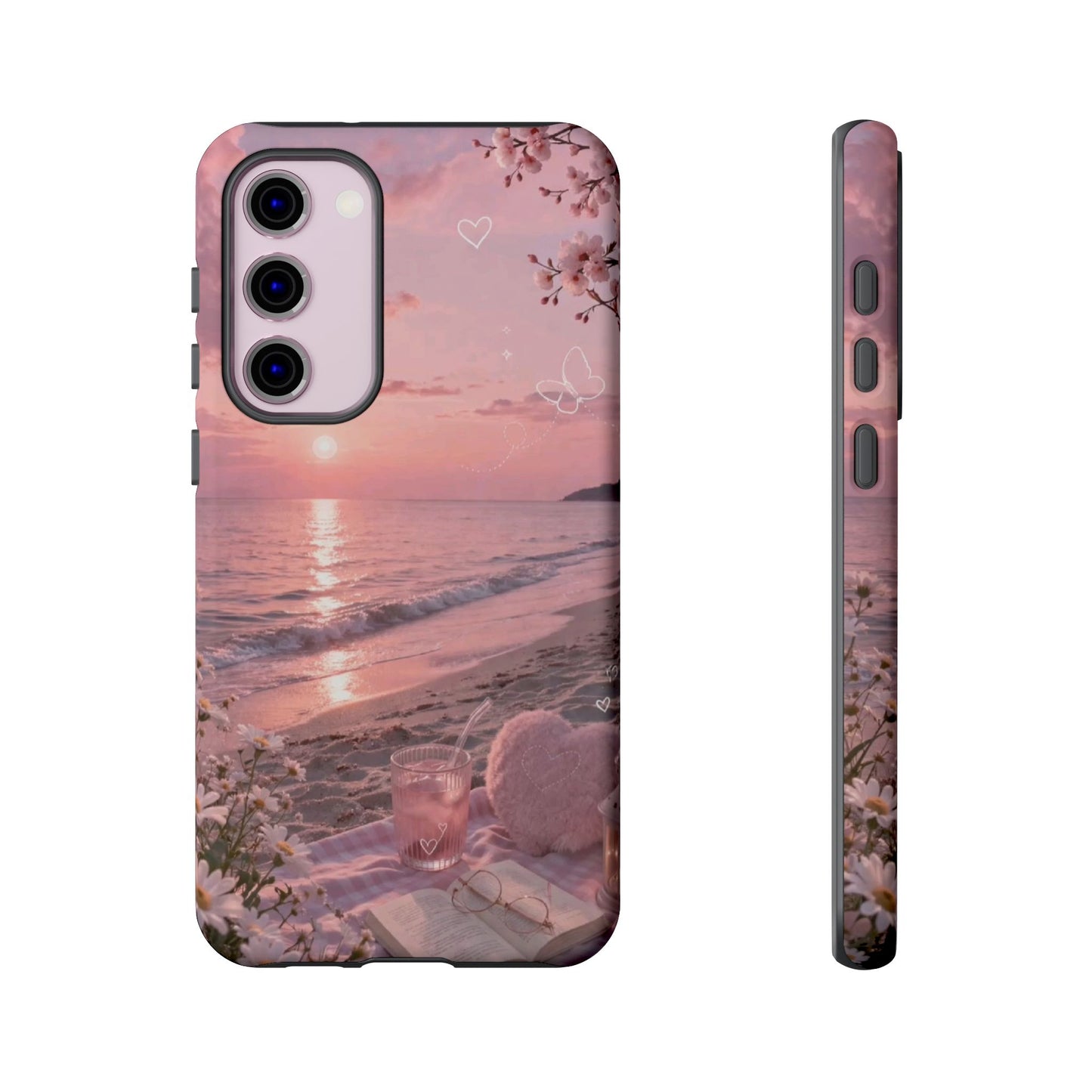 Pink Sunset Beach Phone Case "Romantic Coastal"