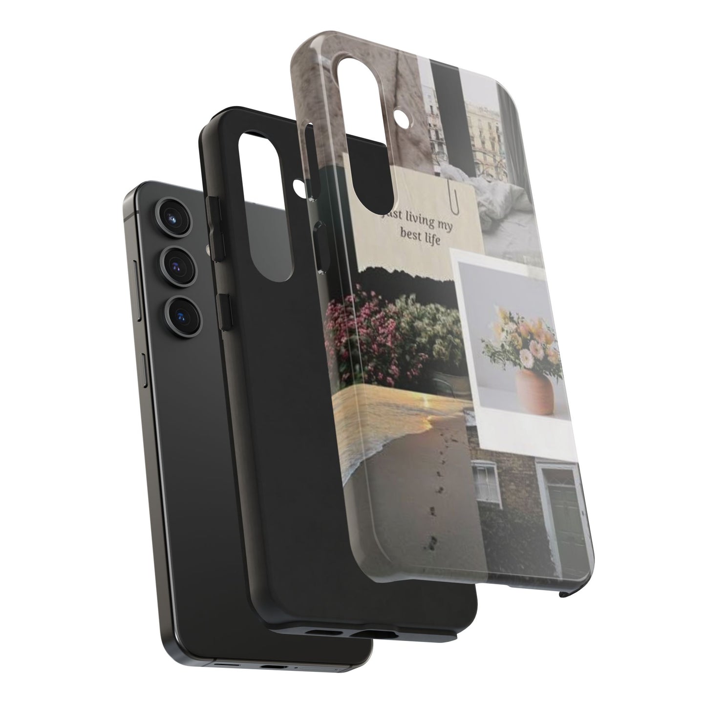 Inspirational Floral Phone Case – Cover with "Just Living My Best Life"