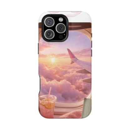 iPhone Magnetic Case "Airplane Window Sunset Travel"