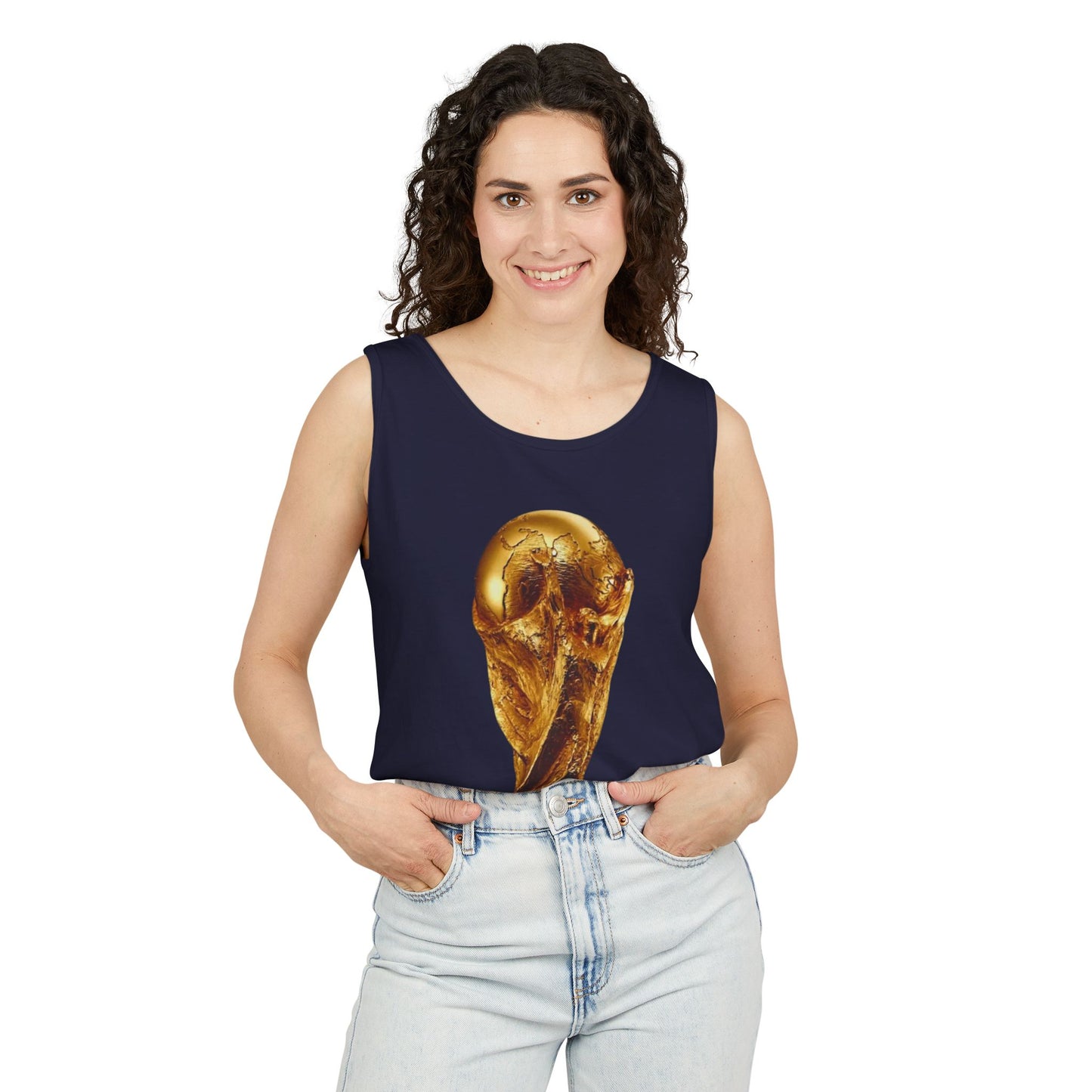 World Cup Trophy Tank Top — Gold FIFA Cup Soccer Fan Shirt