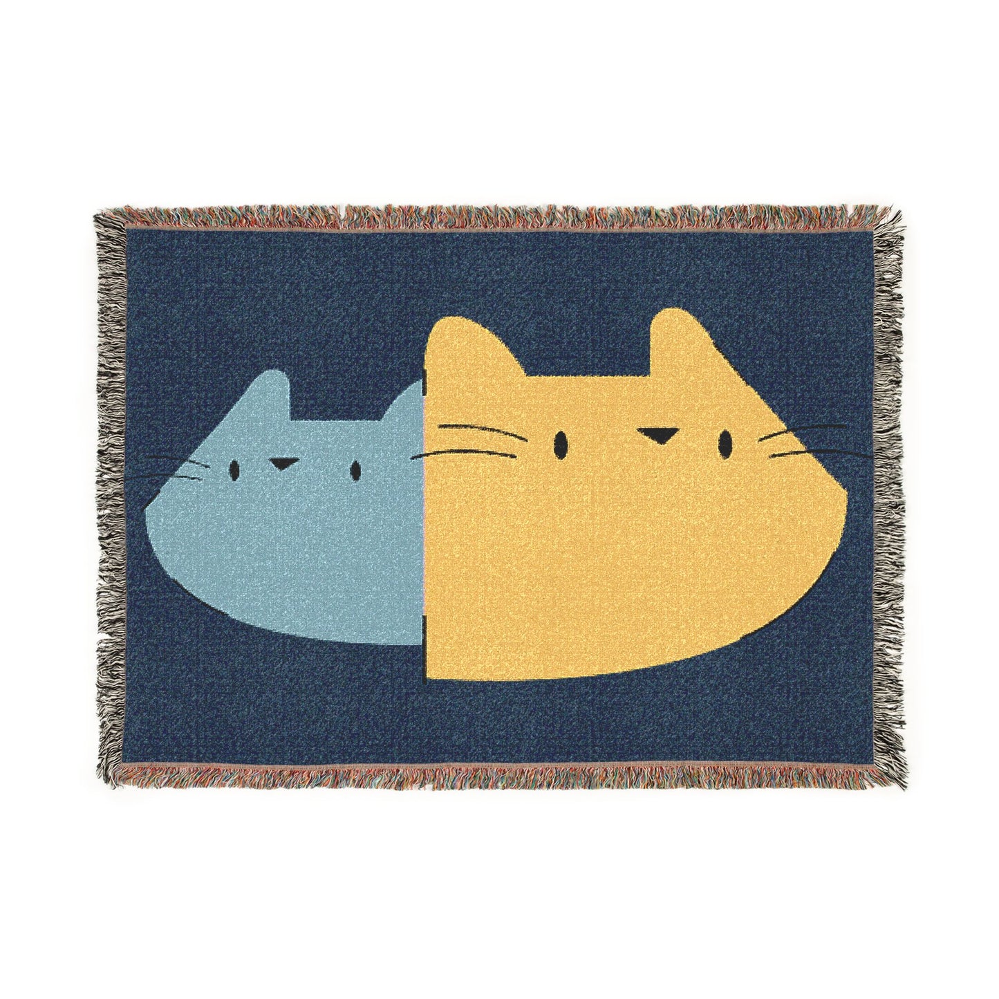 Cats Split-Color Woven Blanket — Cute Two-Tone Cat Throw for Kids & Cat Lovers