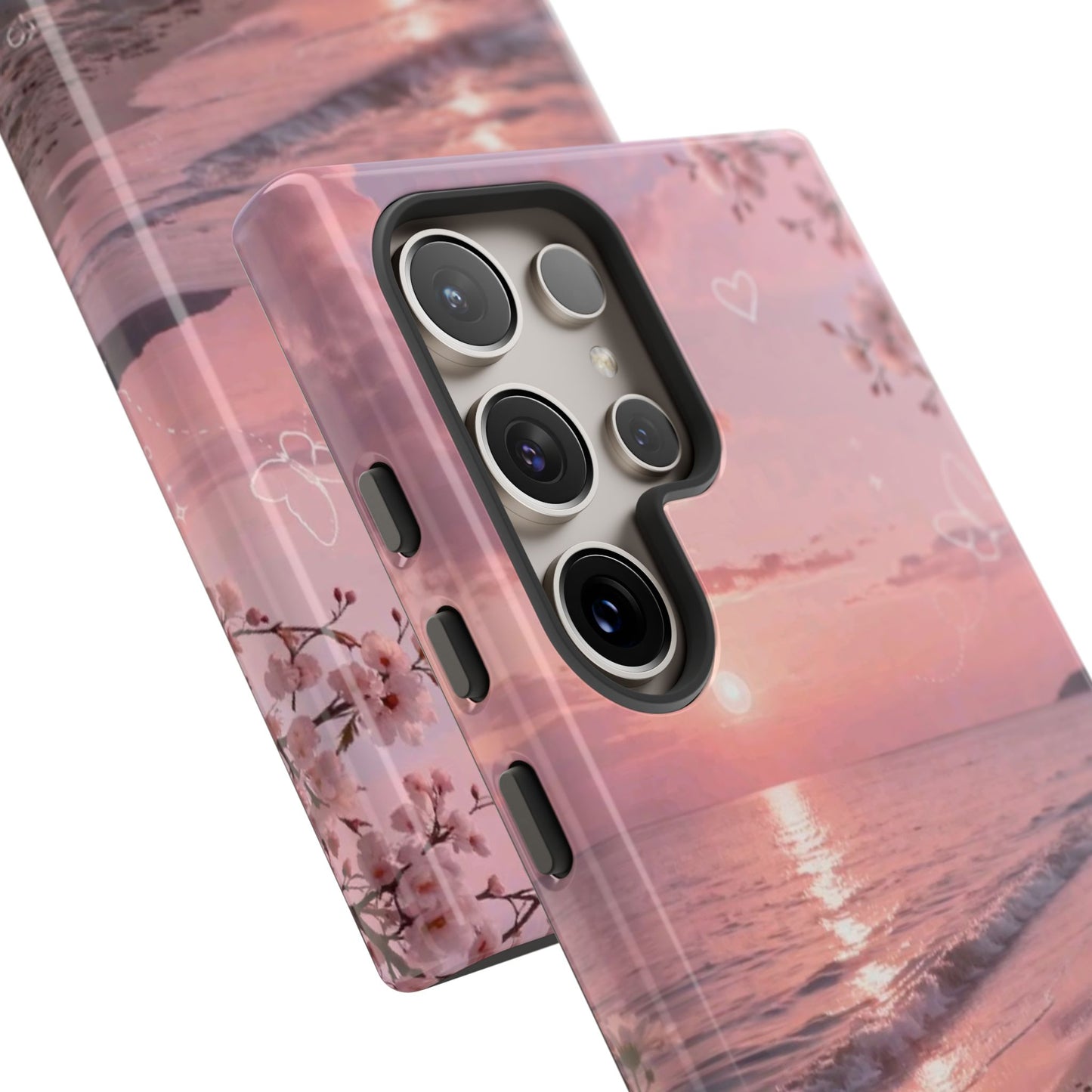 Pink Sunset Beach Phone Case "Romantic Seaside"