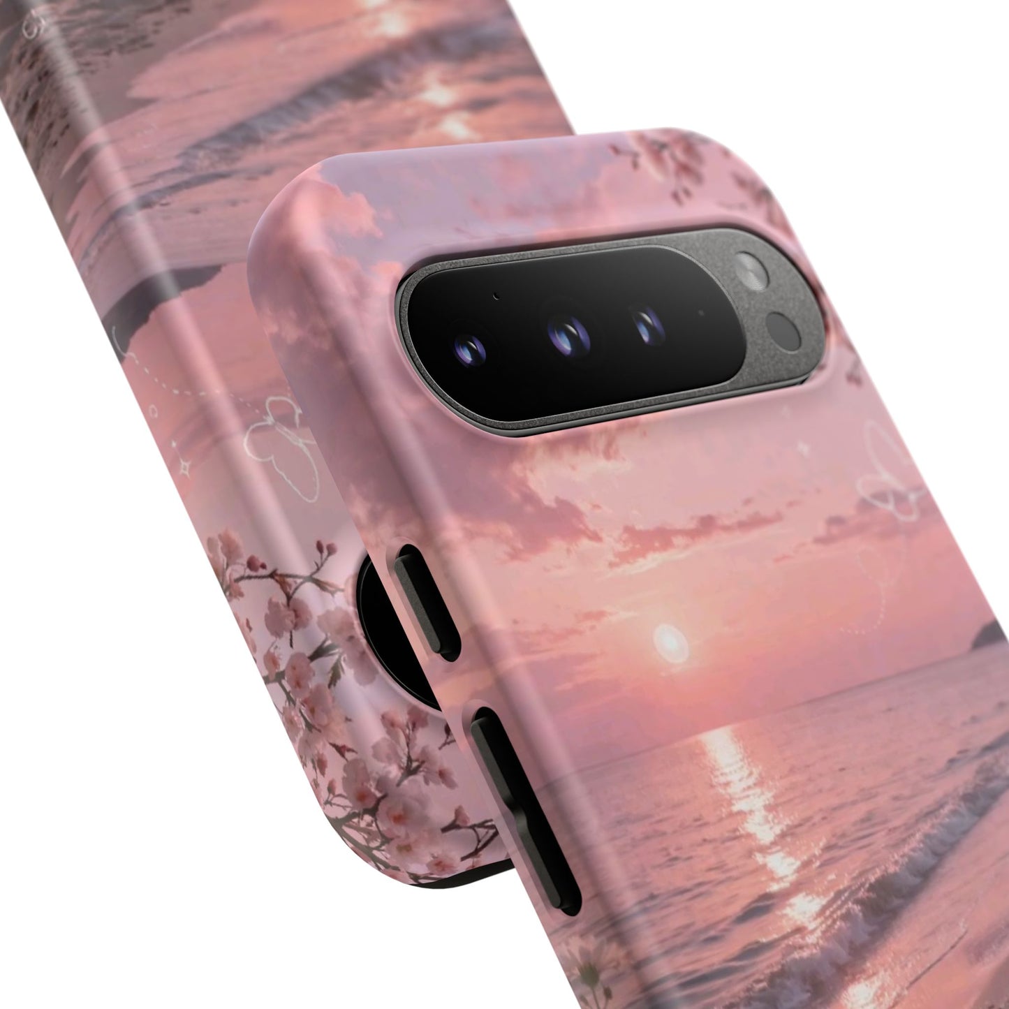 Pink Sunset Beach Phone Case "Romantic Seaside"