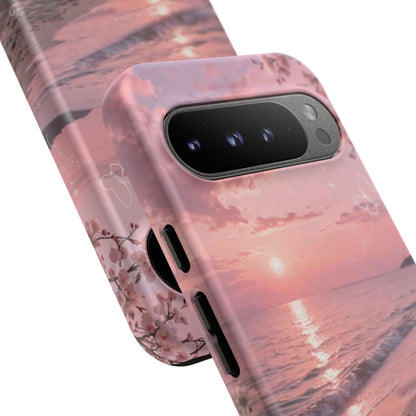 Pink Sunset Beach Phone Case "Romantic Seaside"