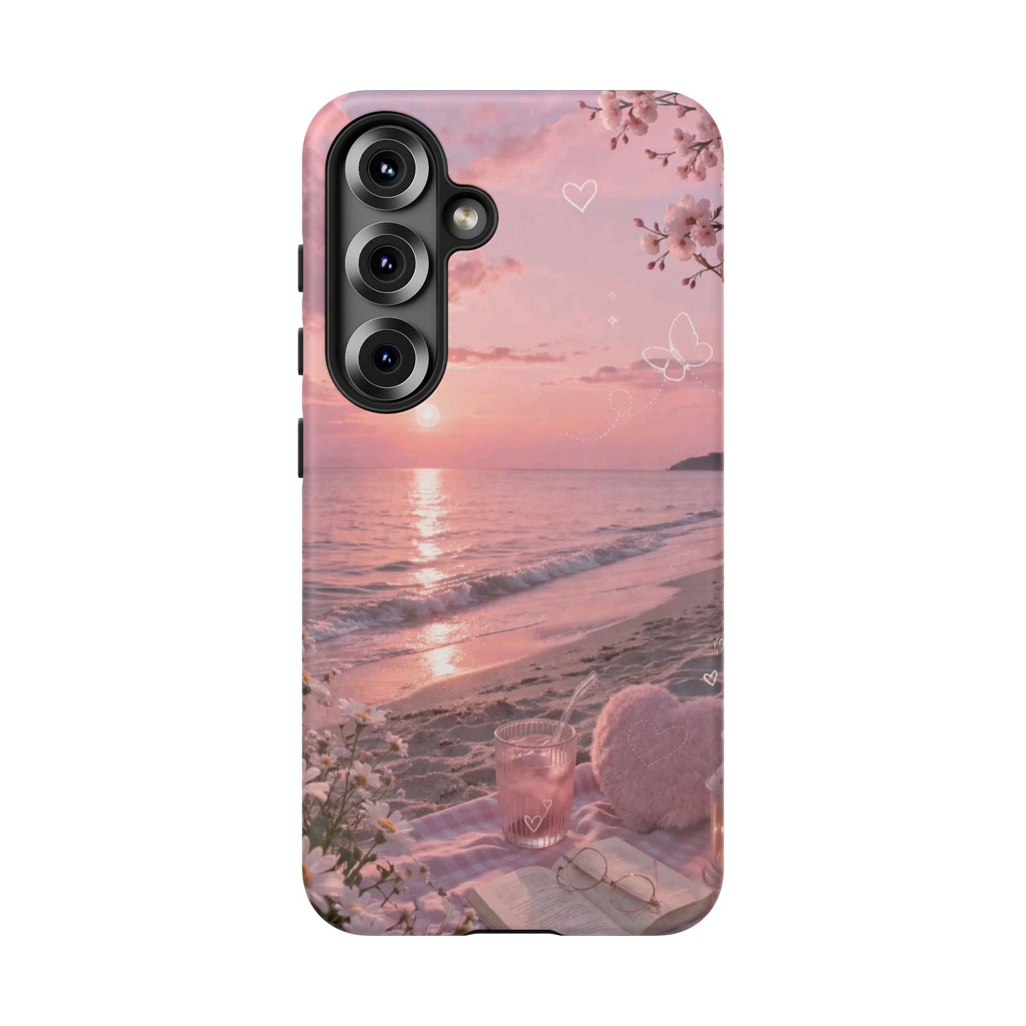 Pink Sunset Beach Phone Case "Romantic Seaside"