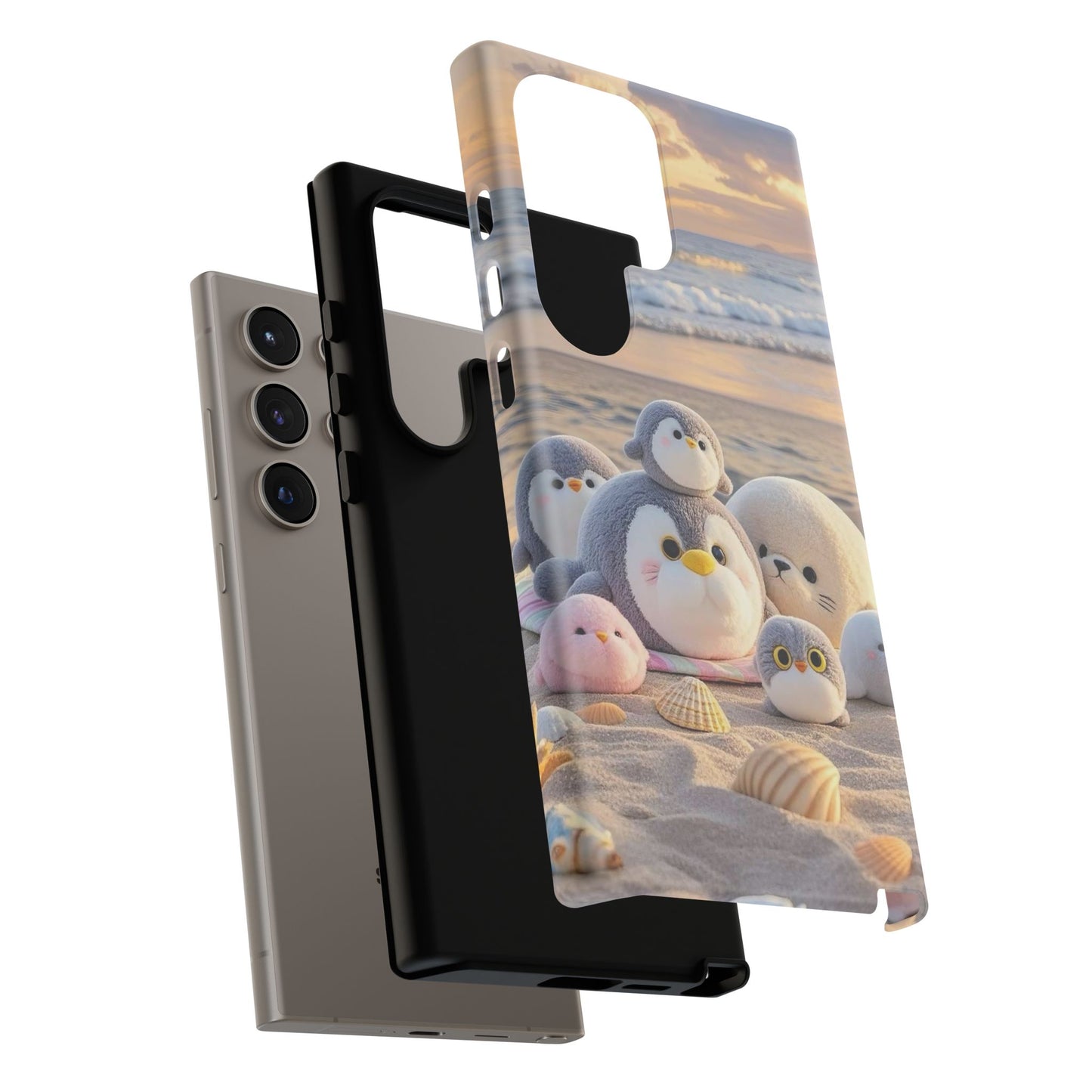 Cute Plush Penguins Beach Phone Case