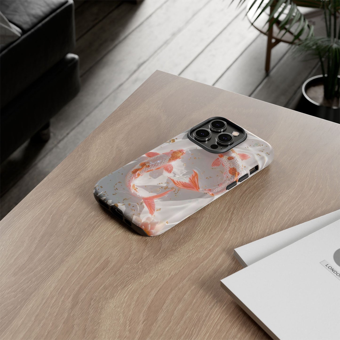 Koi Fish Phone Case "Serene Gold Fleck Watercolor"