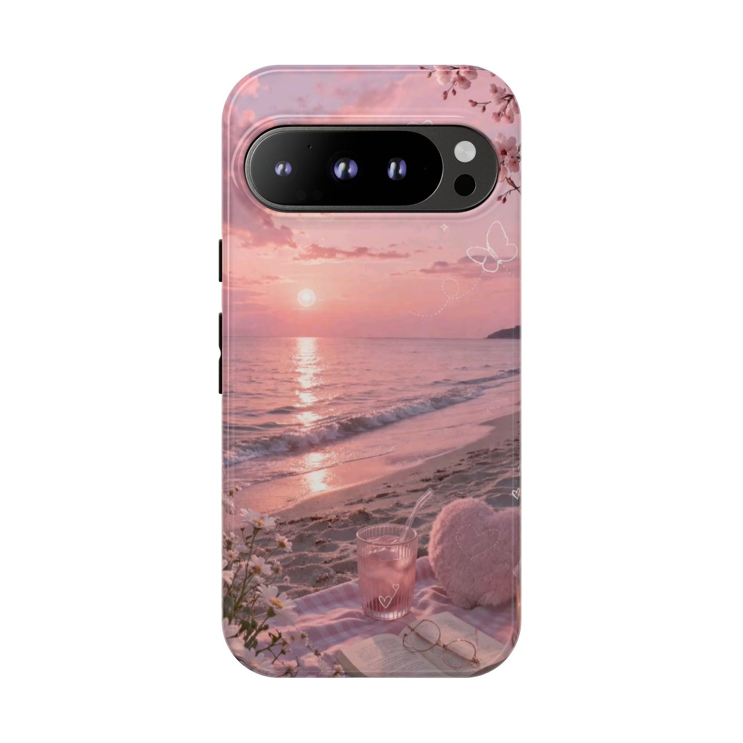 Pink Sunset Beach Phone Case "Romantic Seaside"