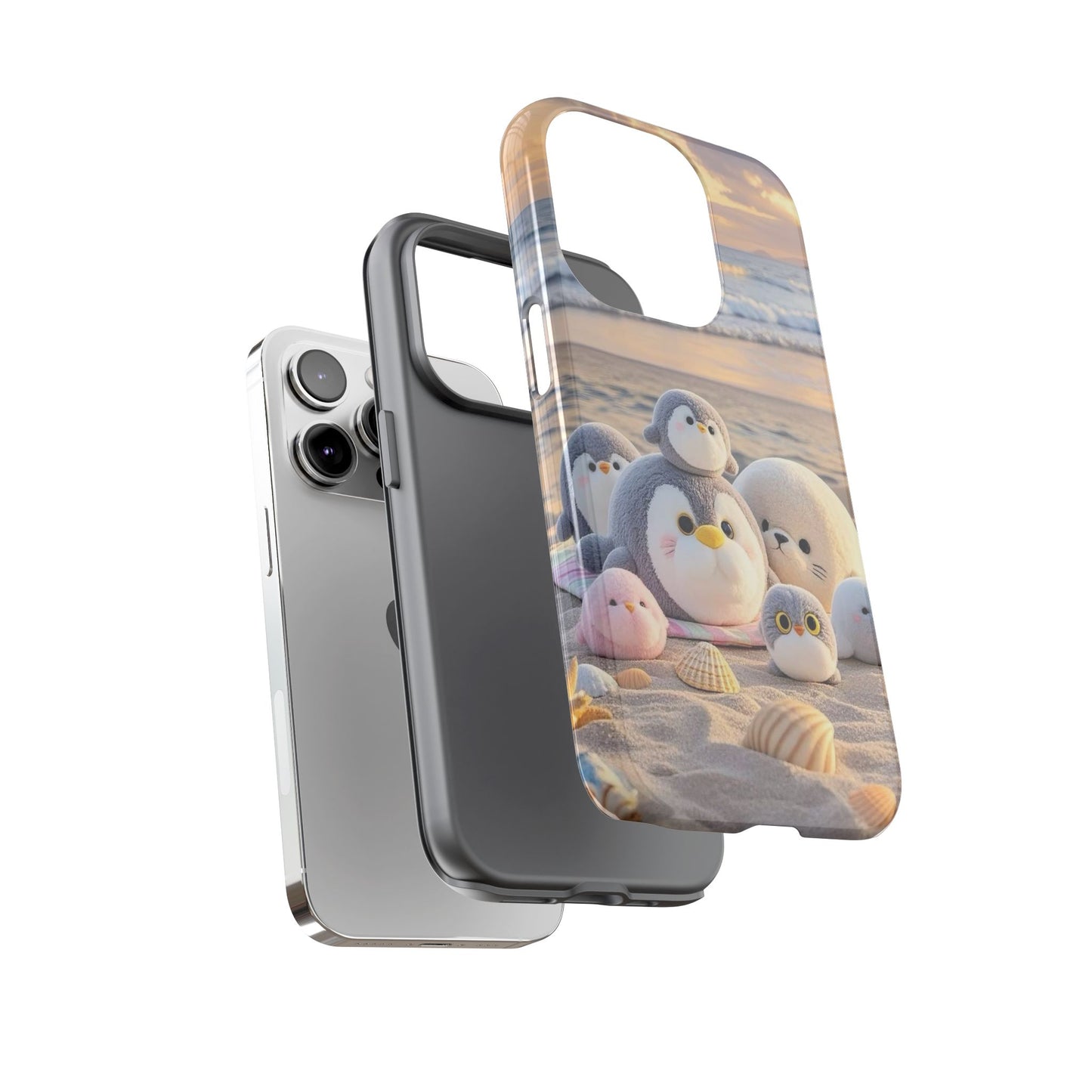 Cute Plush Penguins Beach Phone Case