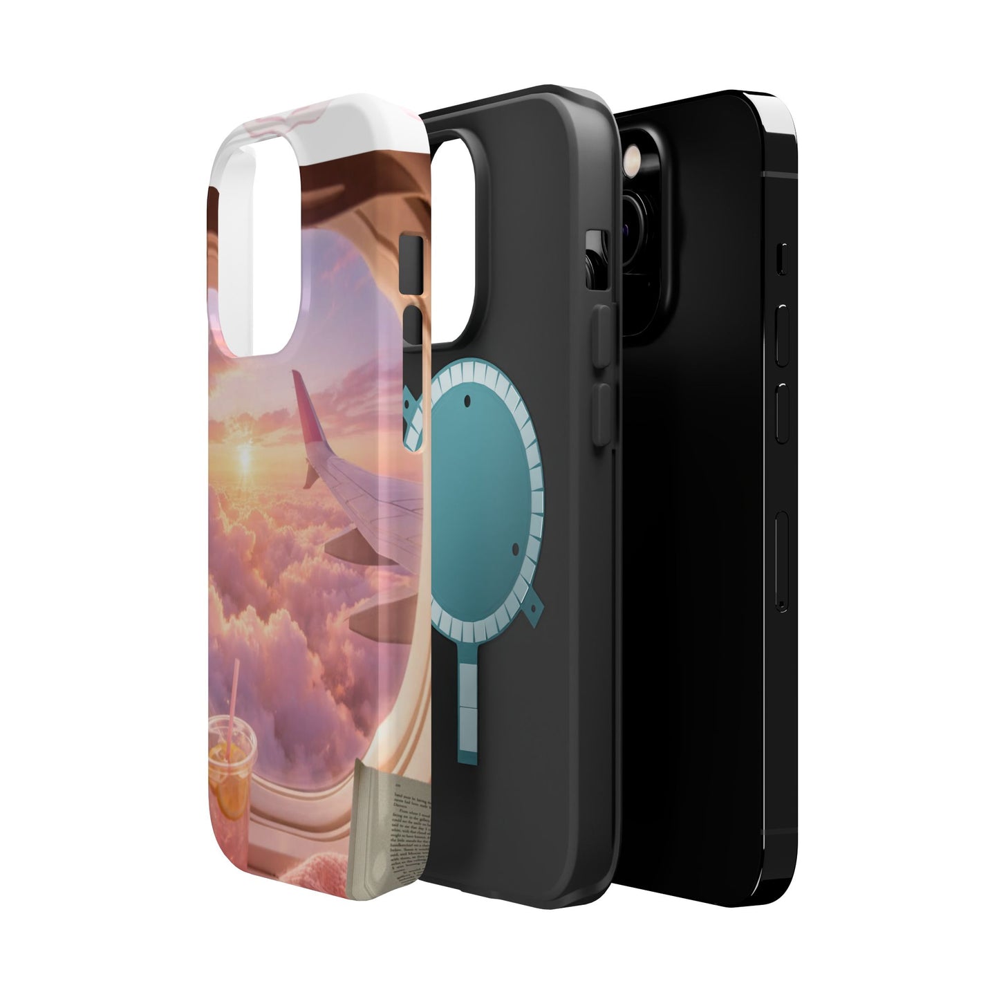 iPhone Magnetic Case "Airplane Window Sunset Travel"