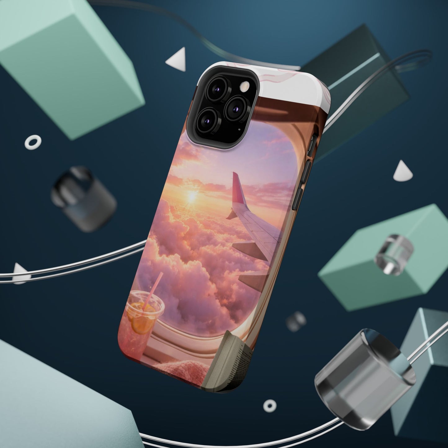 iPhone Magnetic Case "Airplane Window Sunset Travel"