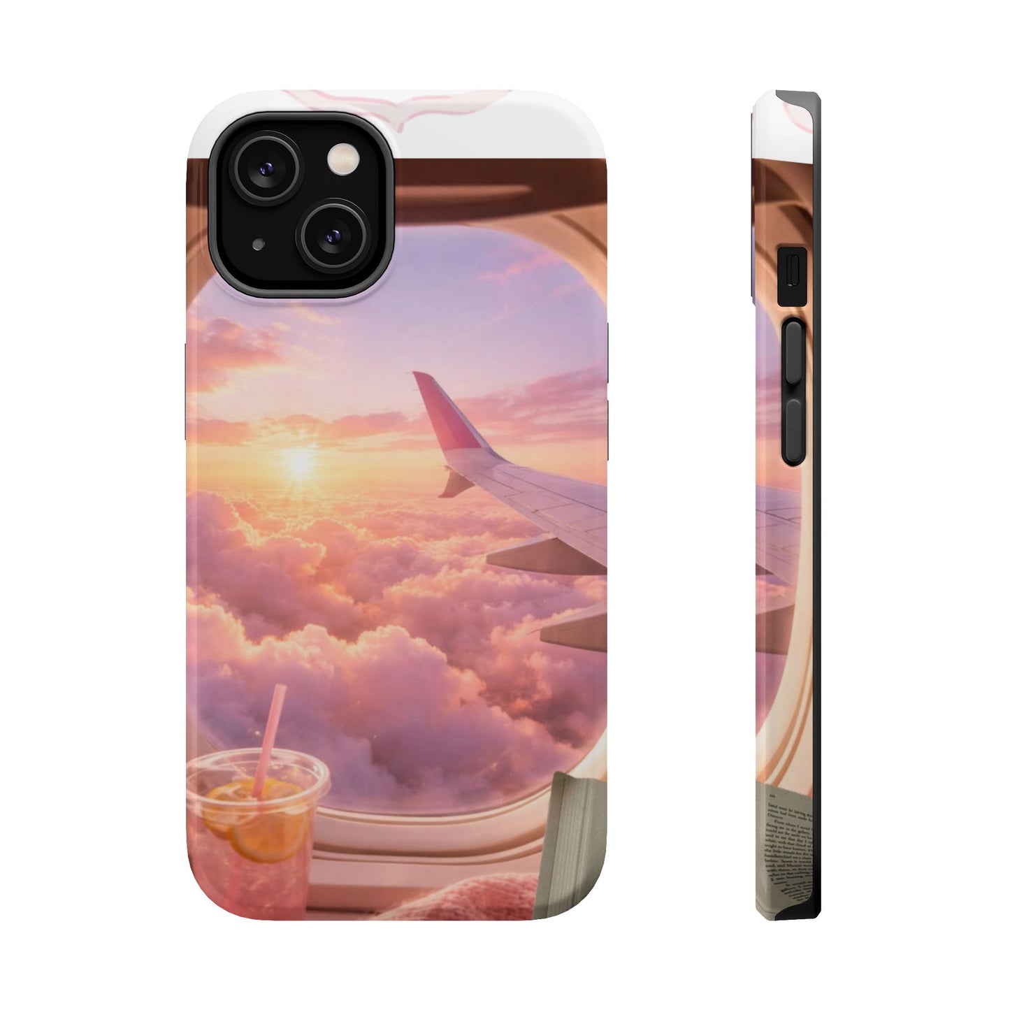 iPhone Magnetic Case "Airplane Window Sunset Travel"