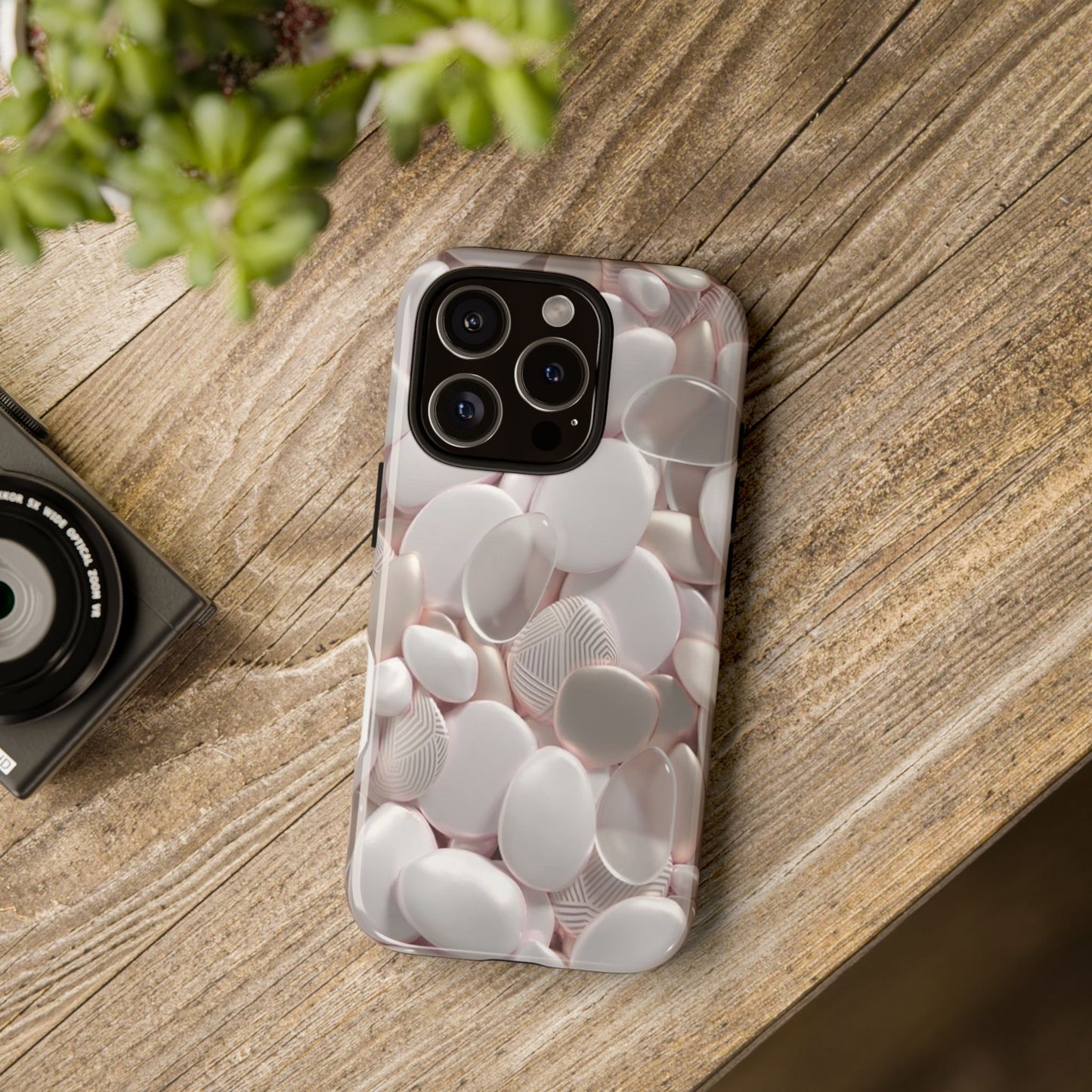 Phone Case – Soft Pink Pebble Pattern Protective Tough Case