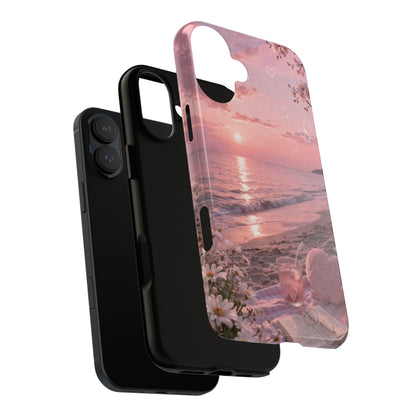 Pink Sunset Beach Phone Case "Romantic Seaside"