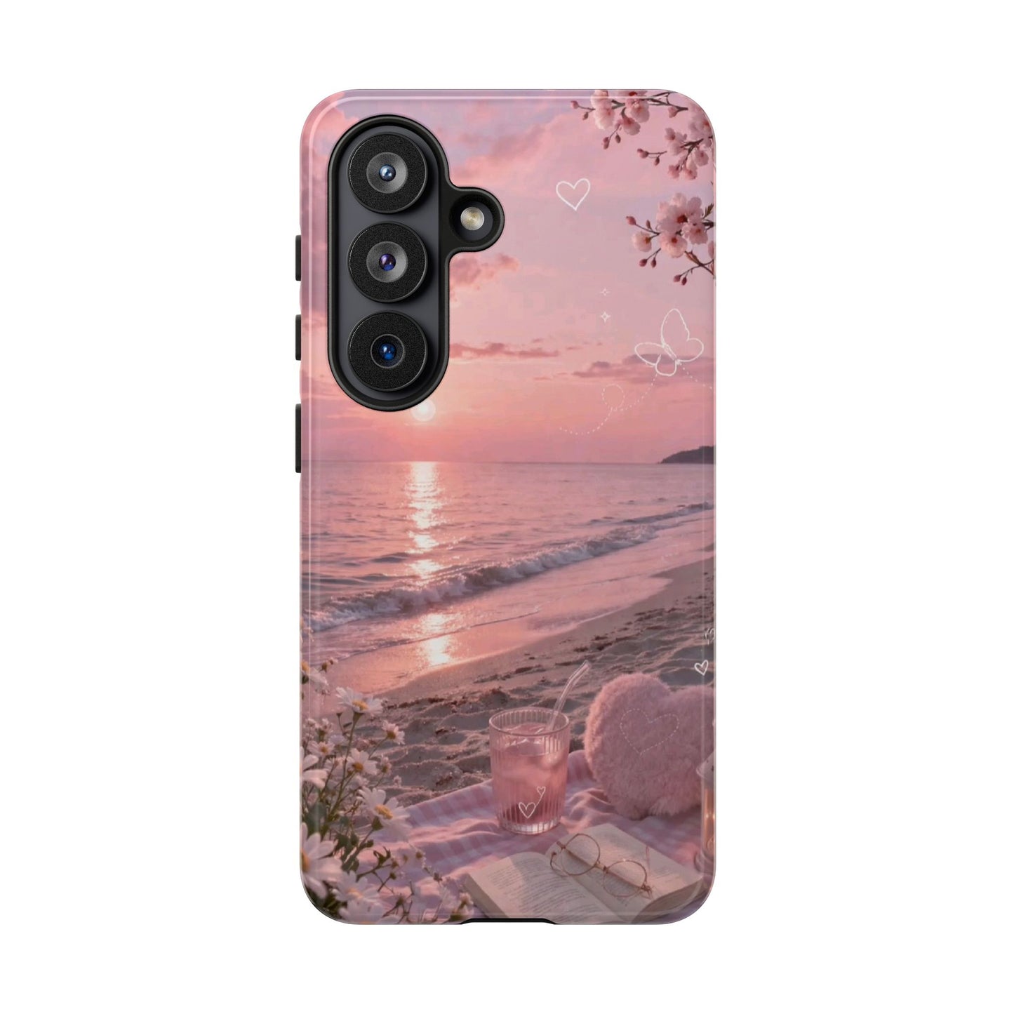 Pink Sunset Beach Phone Case "Romantic Seaside"