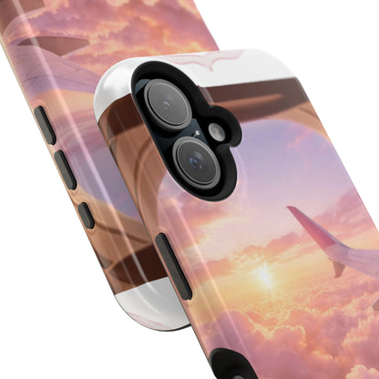 iPhone Magnetic Case "Airplane Window Sunset Travel"