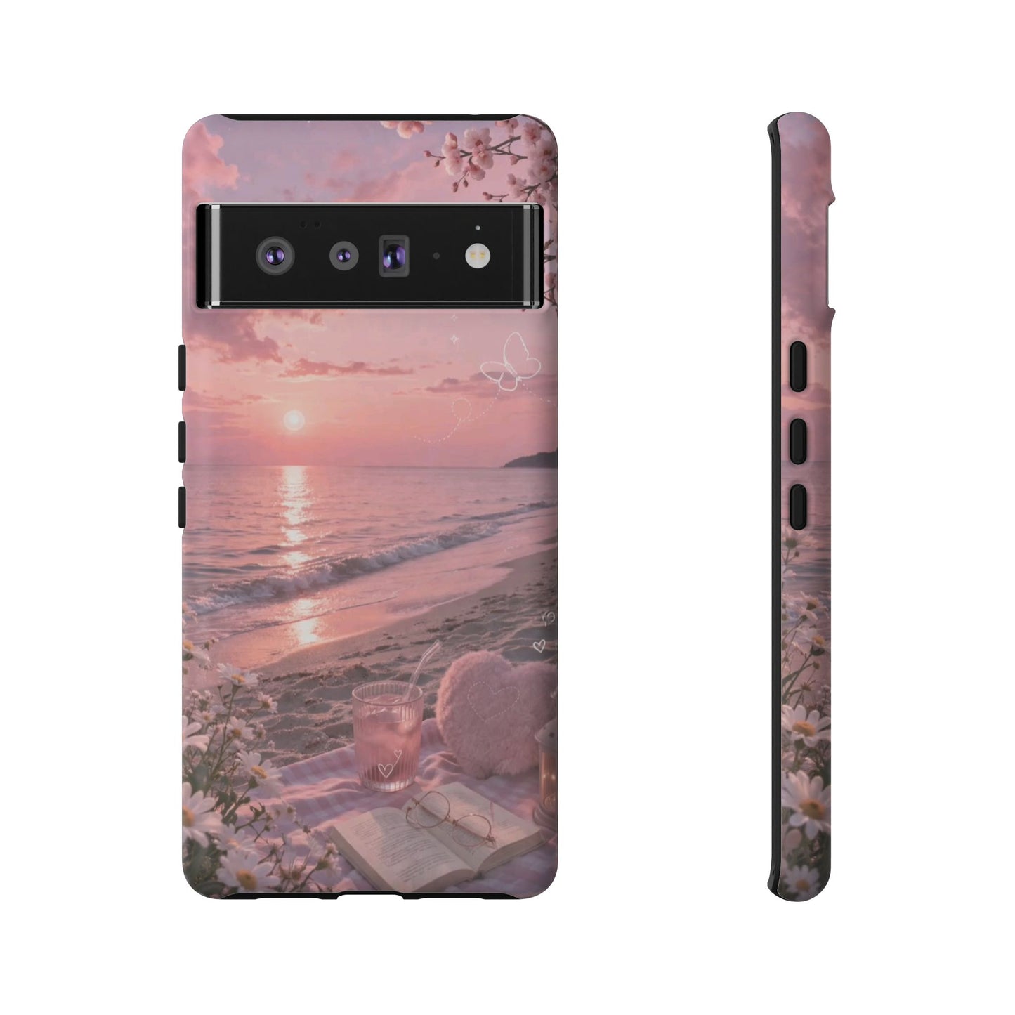 Pink Sunset Beach Phone Case "Romantic Seaside"