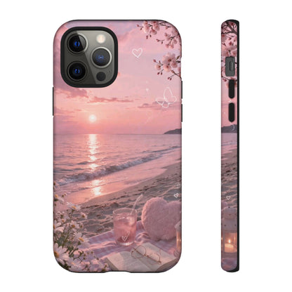 Pink Sunset Beach Phone Case "Romantic Seaside"