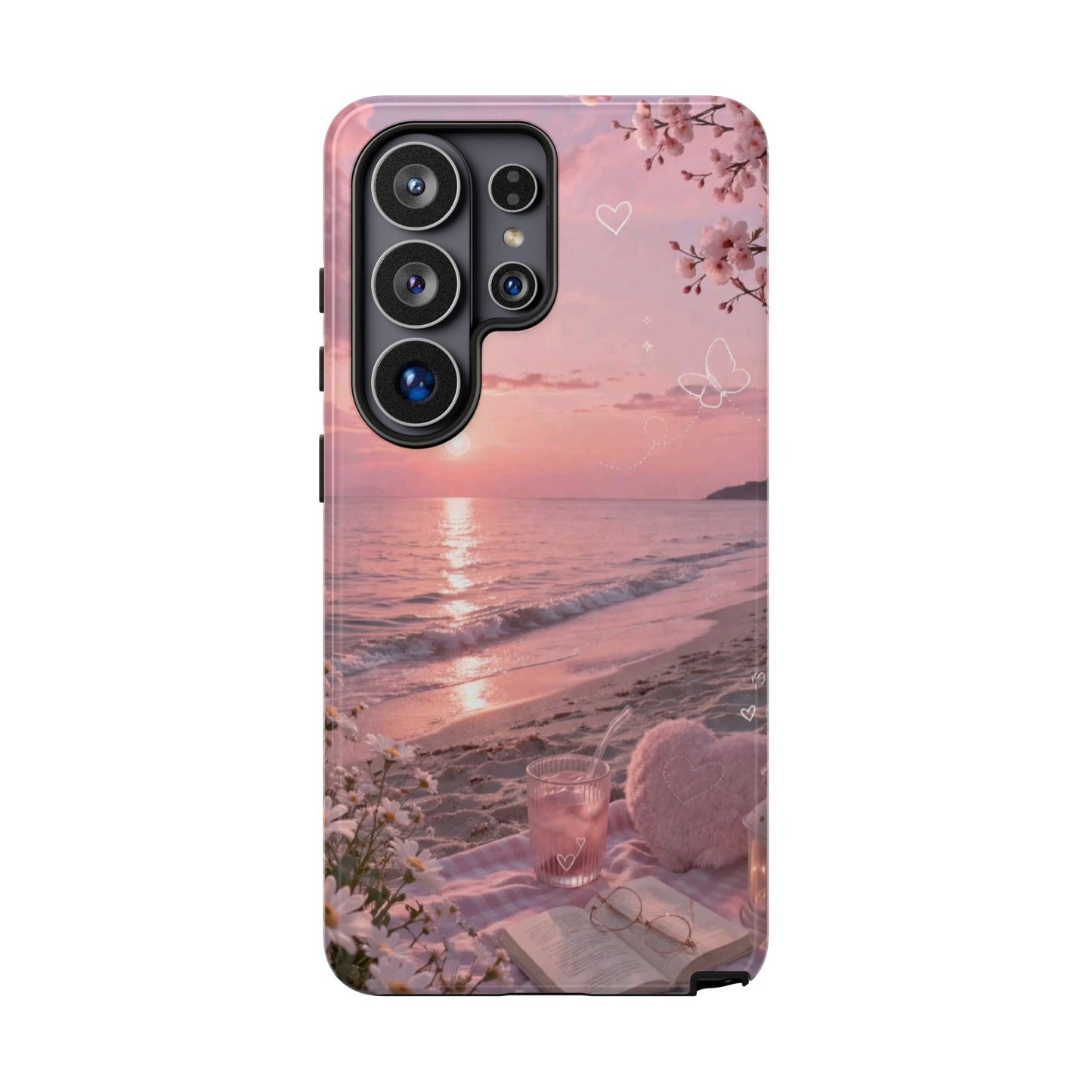 Pink Sunset Beach Phone Case "Romantic Seaside"