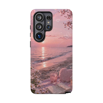 Pink Sunset Beach Phone Case "Romantic Seaside"