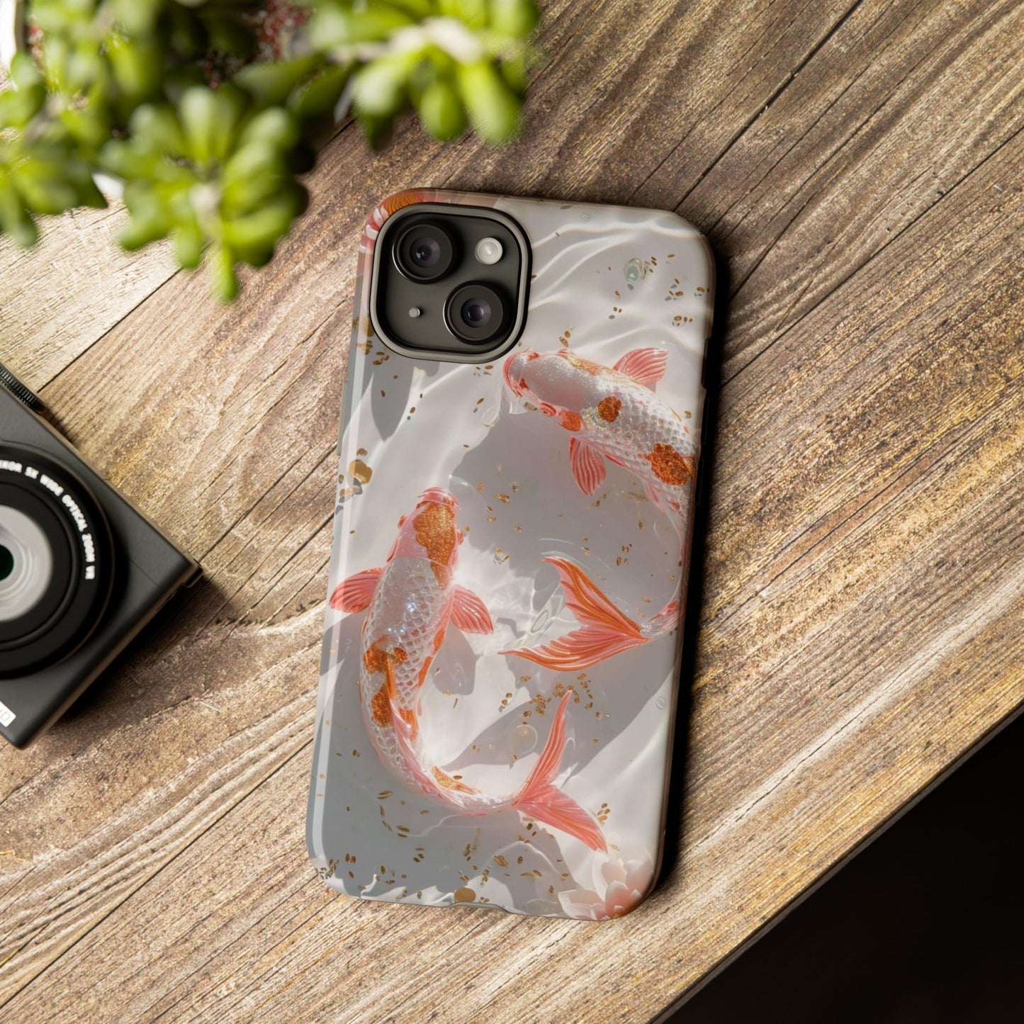 Koi Fish Phone Case "Serene Gold Fleck Watercolor"