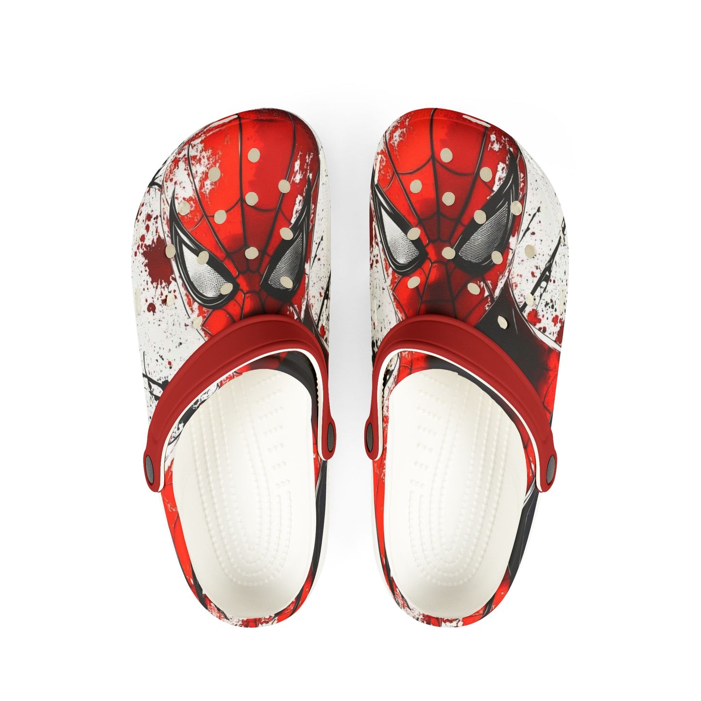 Spider Mask EVA Clogs — Red Comic Face Rubber Shoes (AOP)