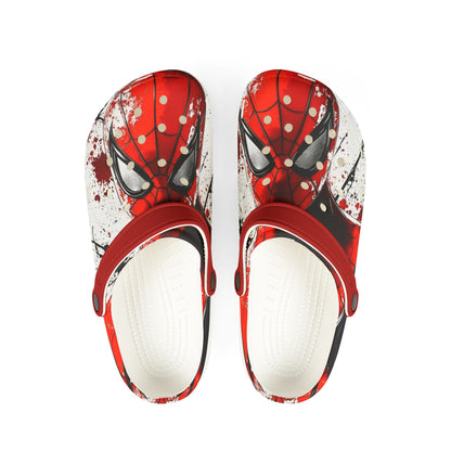 Spider Mask EVA Clogs — Red Comic Face Rubber Shoes (AOP)