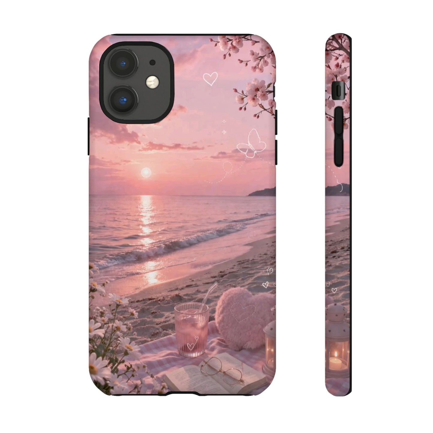 Pink Sunset Beach Phone Case "Romantic Seaside"