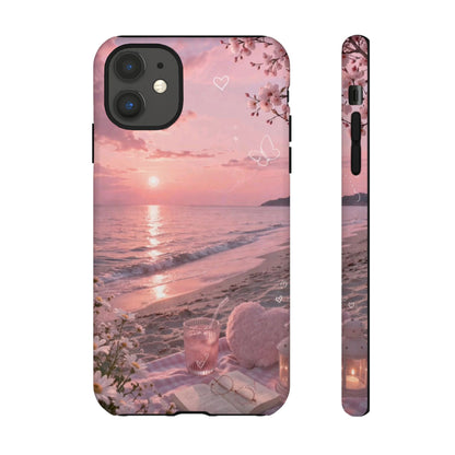 Pink Sunset Beach Phone Case "Romantic Seaside"