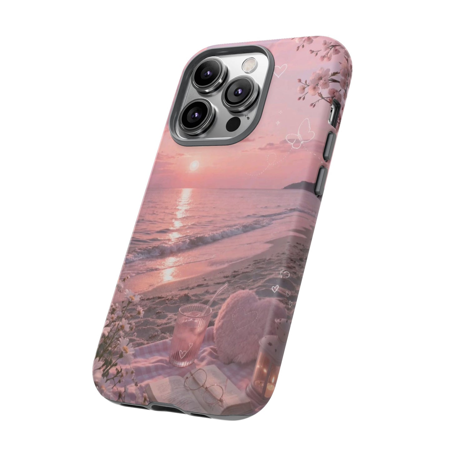 Pink Sunset Beach Phone Case "Romantic Seaside"